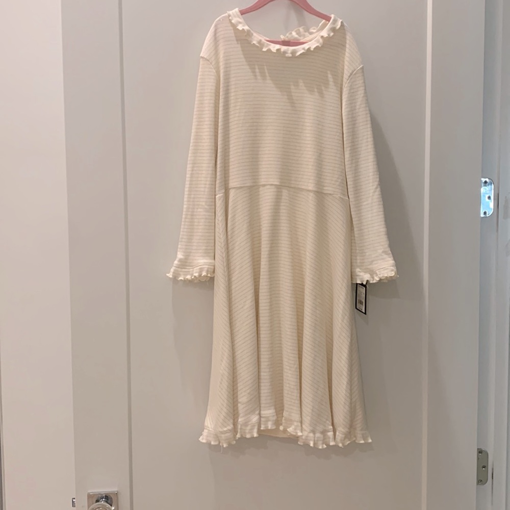 Girls white and gold long sleeve dress